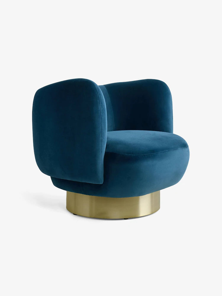 Petrol Blue Velvet Novara Swivel Accent Chair