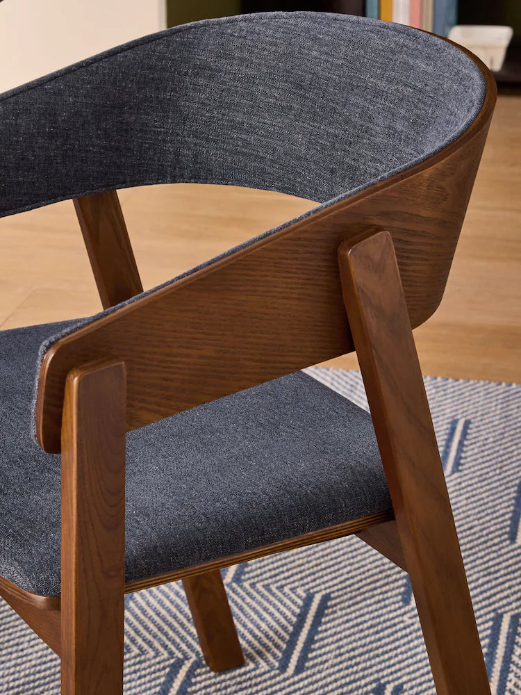 Set of 2 Soft Textured Weave Blue Aster Dining Chairs