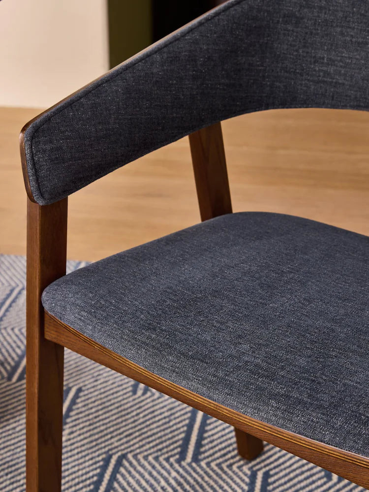 Set of 2 Soft Textured Weave Blue Aster Dining Chairs