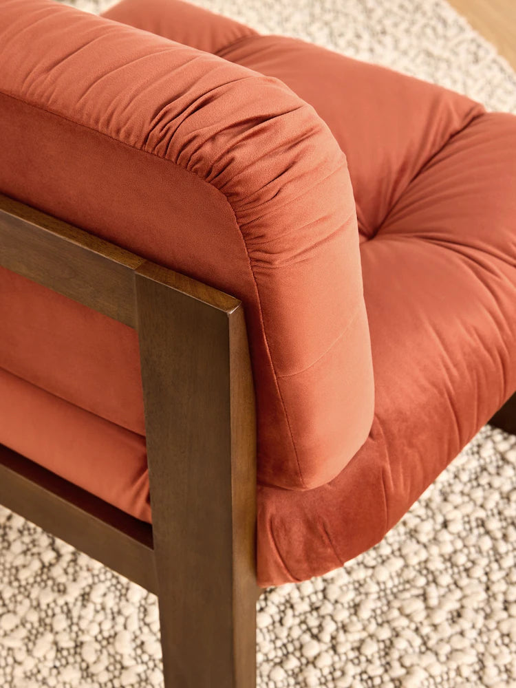 Brick Red Velvet Fran Accent Chair