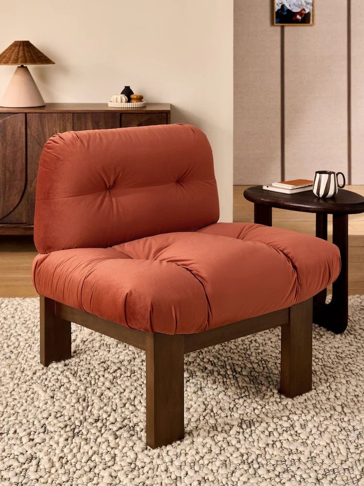 Brick Red Velvet Fran Accent Chair