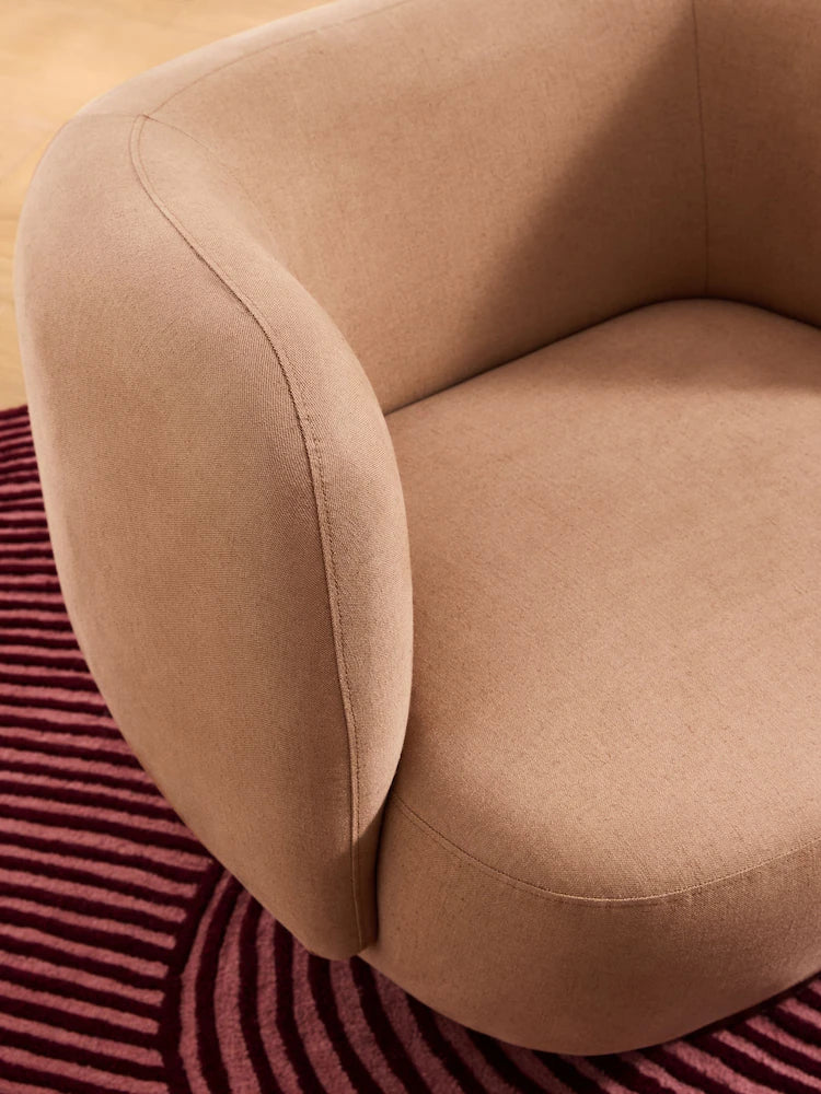 Cotton Linen Blend Tea Rose Pink Novara Swivel Accent Chair