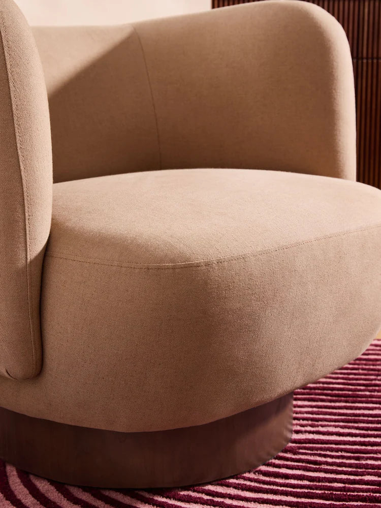 Cotton Linen Blend Tea Rose Pink Novara Swivel Accent Chair
