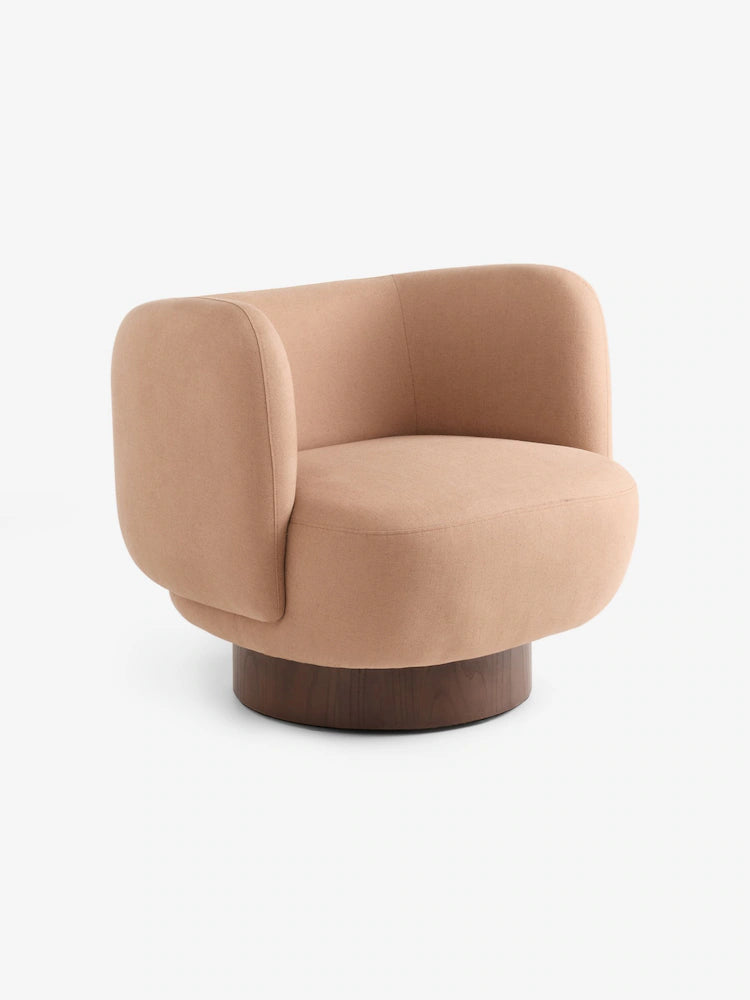 Cotton Linen Blend Tea Rose Pink Novara Swivel Accent Chair