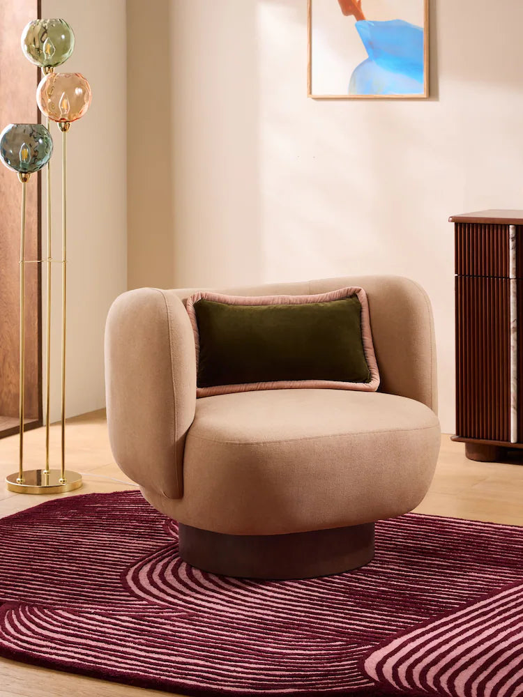 Cotton Linen Blend Tea Rose Pink Novara Swivel Accent Chair