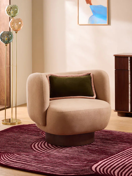 Cotton Linen Blend Tea Rose Pink Novara Swivel Accent Chair