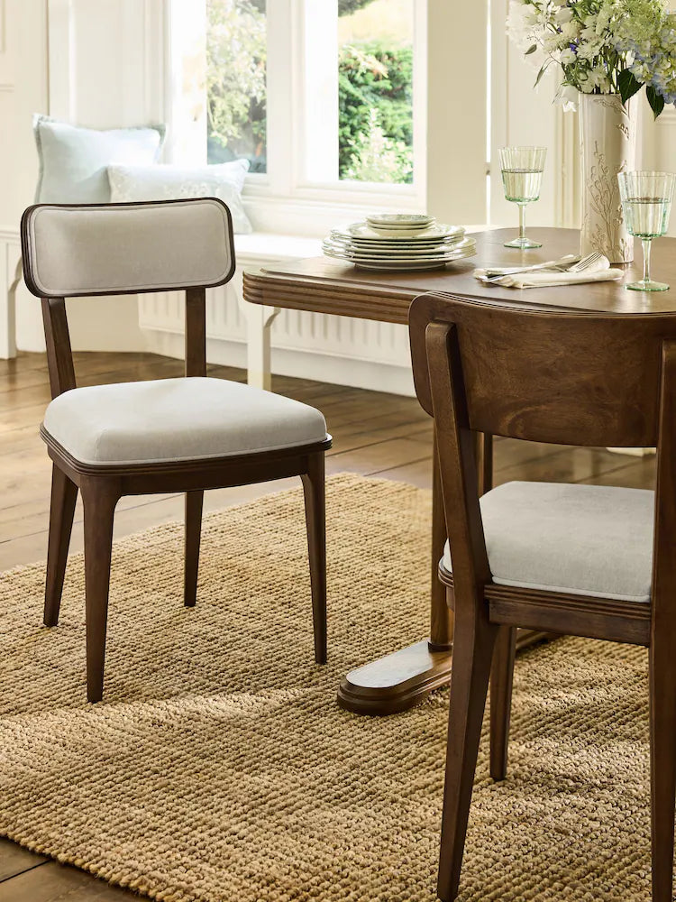 Hundon Chenille Natural Barcombe Set of 2 Dining Chairs