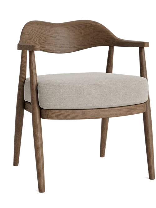 Dweller Kitchen Chair in Natural Cotton Linen Dark Oak