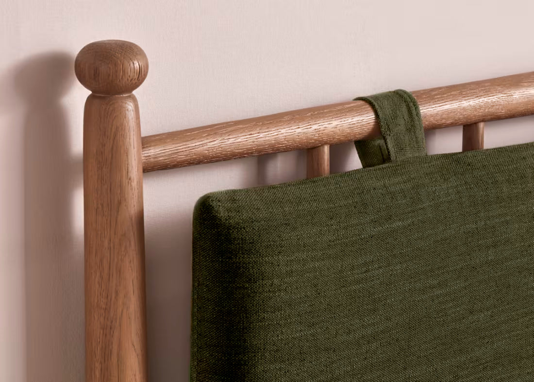 Poppins Bed in Natural Cotton Linen - Light Oak