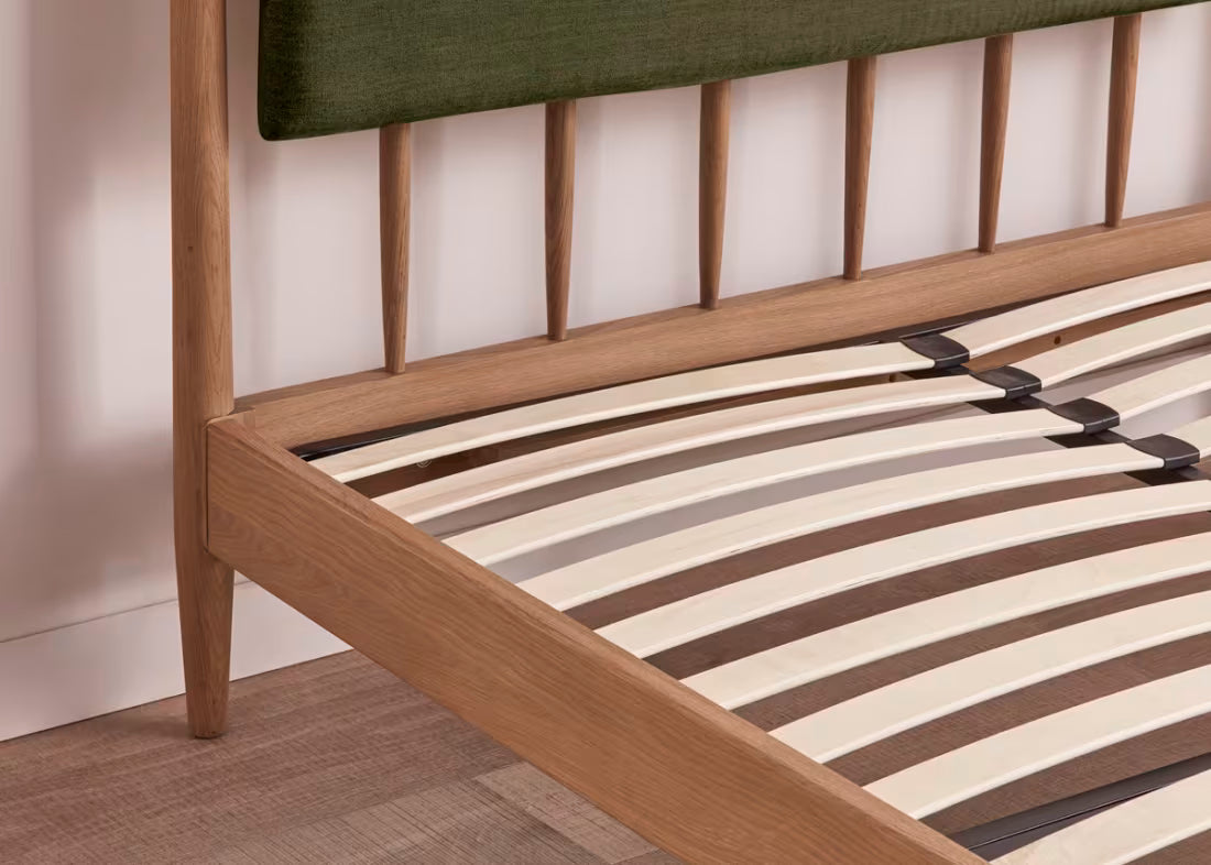 Poppins Bed in Natural Cotton Linen - Light Oak