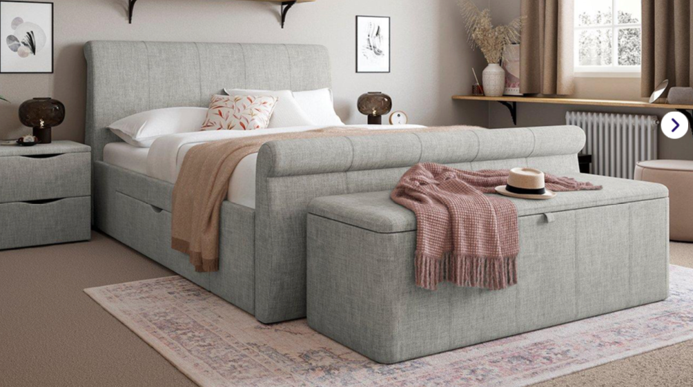 Lucia Upholstered Sleigh Bed with Drawer Storage