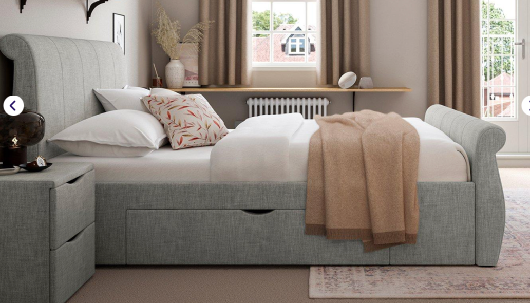 Lucia Upholstered Sleigh Bed with Drawer Storage