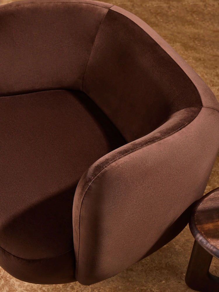 Chocolate Brown Velvet Novara Swivel Accent Chair