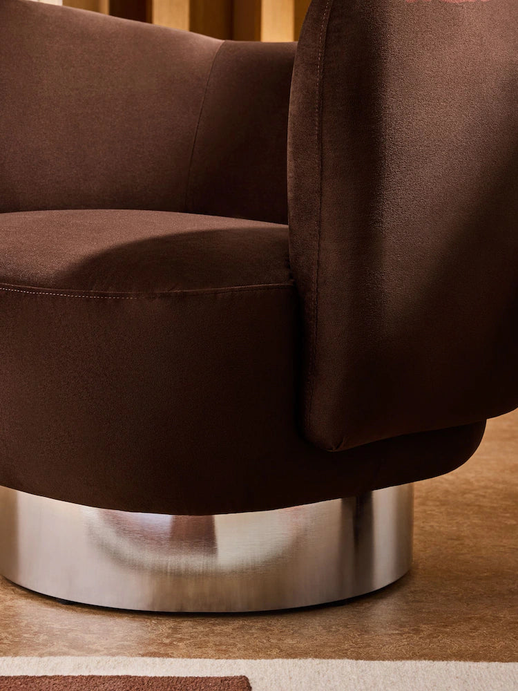 Chocolate Brown Velvet Novara Swivel Accent Chair