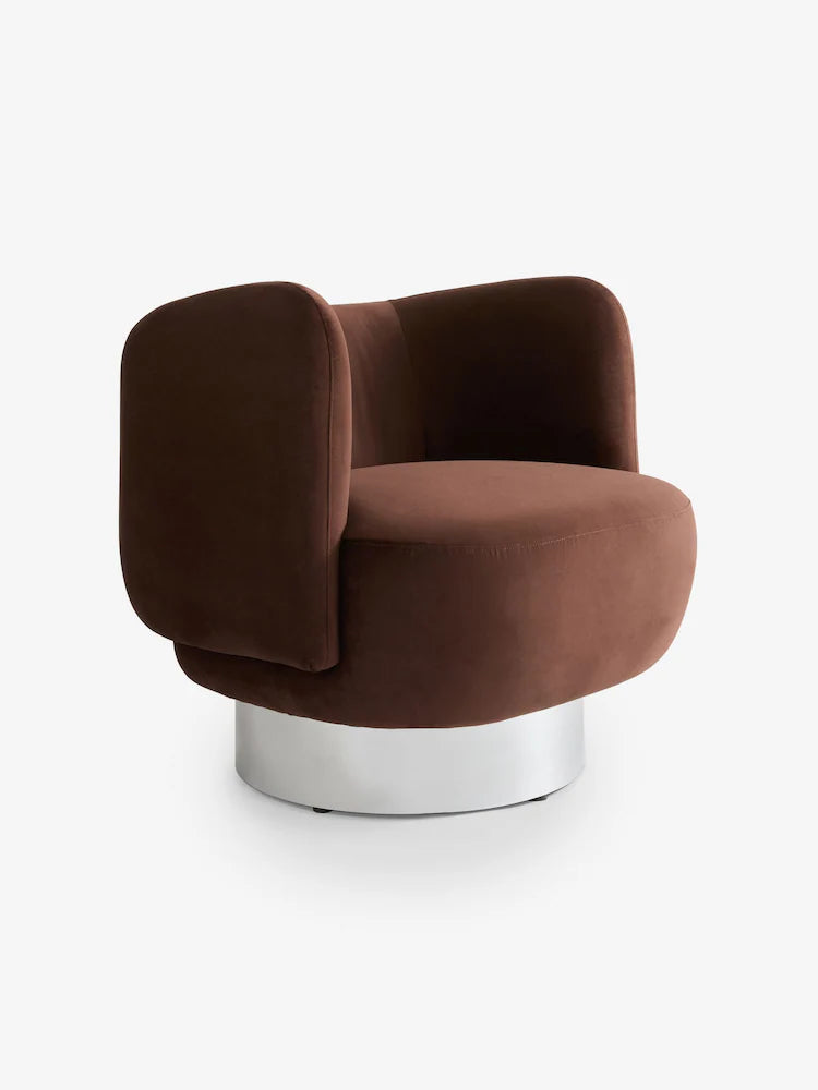 Chocolate Brown Velvet Novara Swivel Accent Chair