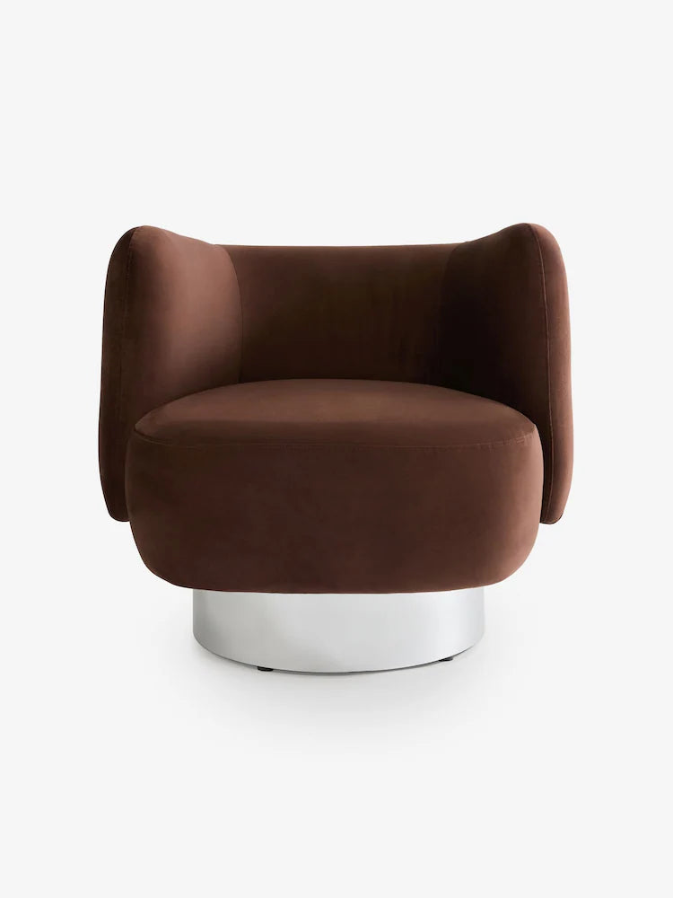 Chocolate Brown Velvet Novara Swivel Accent Chair