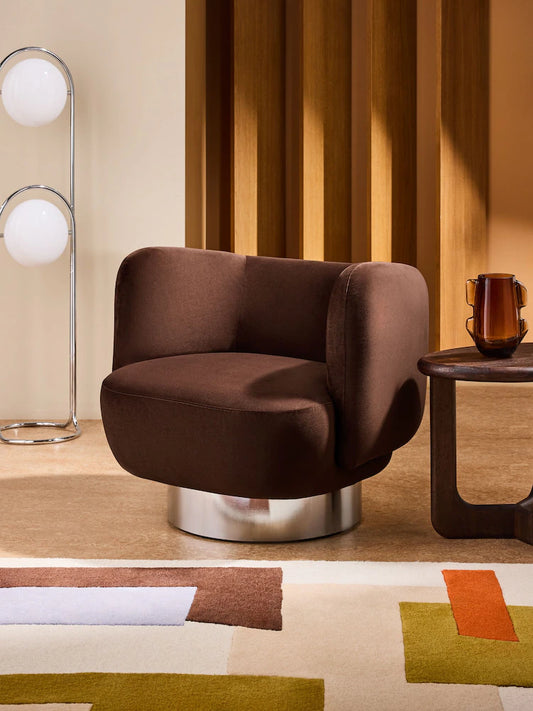 Chocolate Brown Velvet Novara Swivel Accent Chair