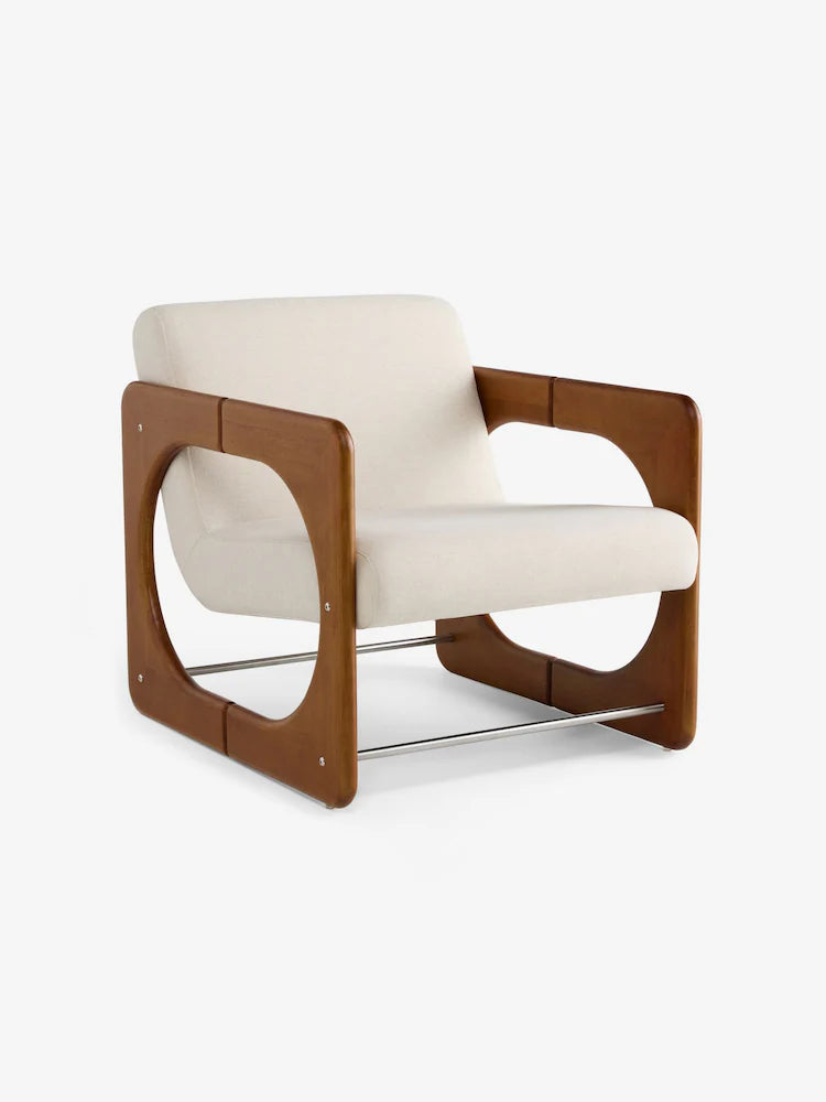 Woven Slub Natural Stone Dual Accent Chair