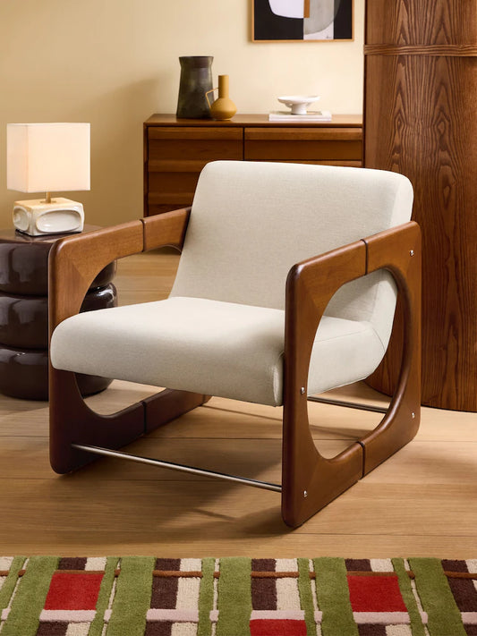 Woven Slub Natural Stone Dual Accent Chair