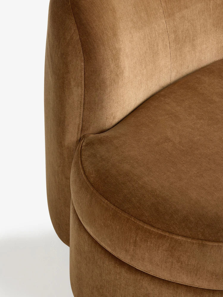 Relaxed Chenille Tofffee Brown Leila Curve 3 Seater Sofa