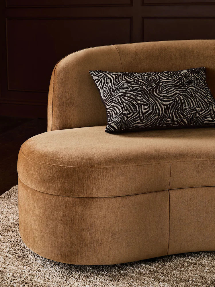 Relaxed Chenille Tofffee Brown Leila Curve 3 Seater Sofa