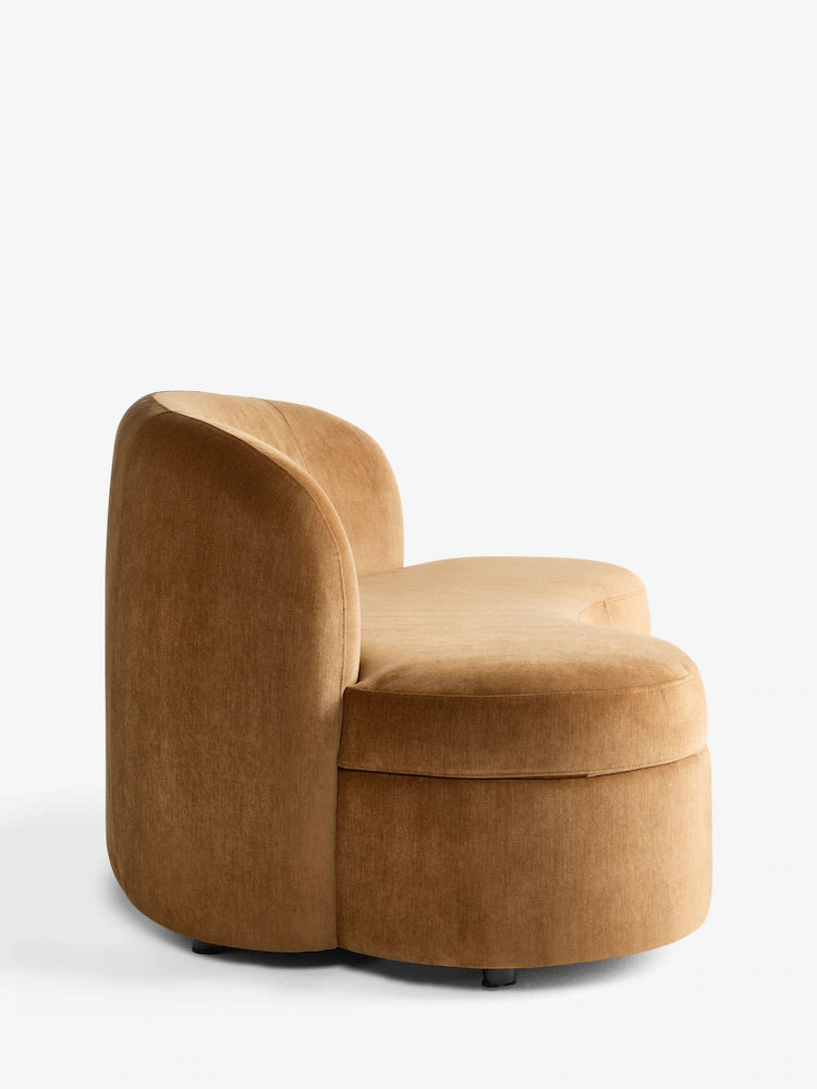 Relaxed Chenille Tofffee Brown Leila Curve 3 Seater Sofa