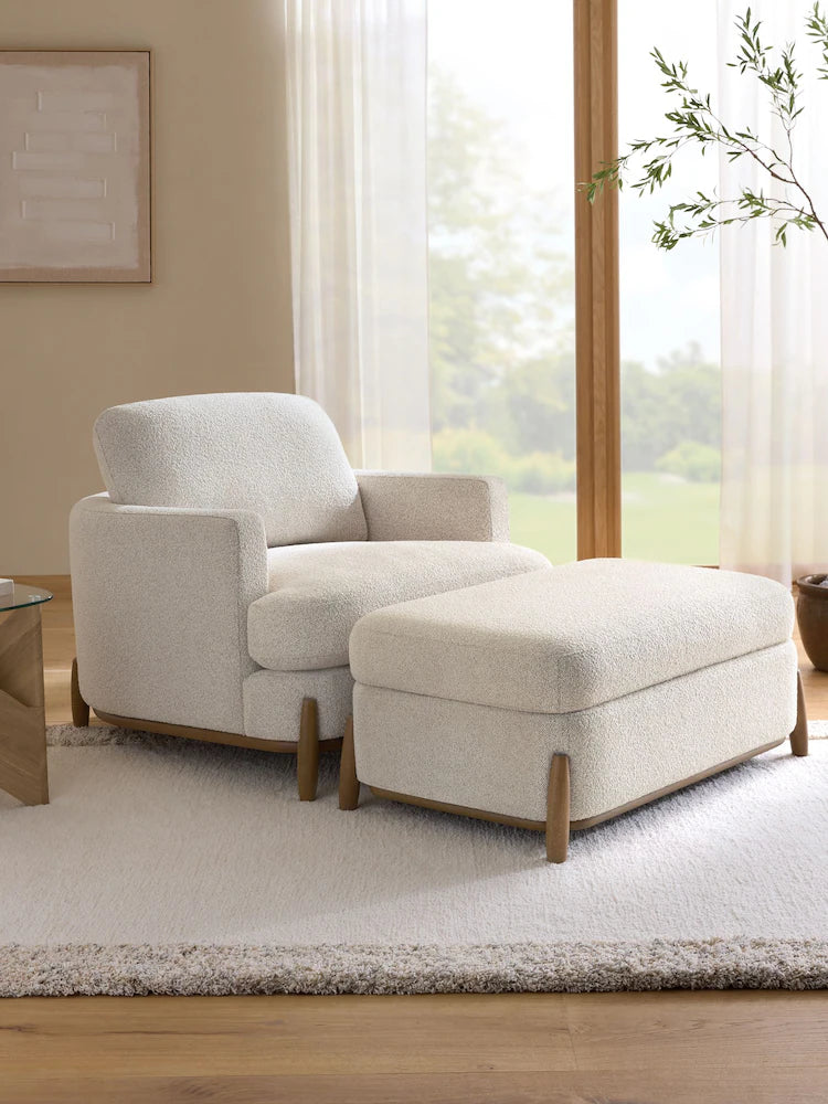 Casual Boucle Light Natural Ellison Snuggle Chair