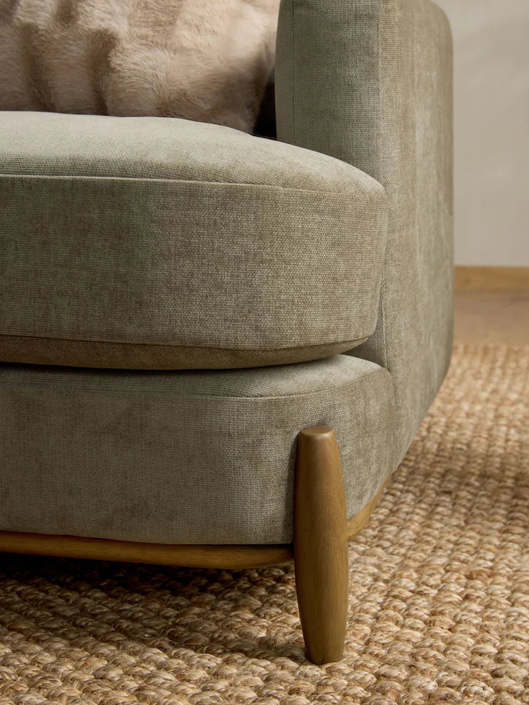 Fine Chenille Sage Green Ellison 3 Seater Sofa