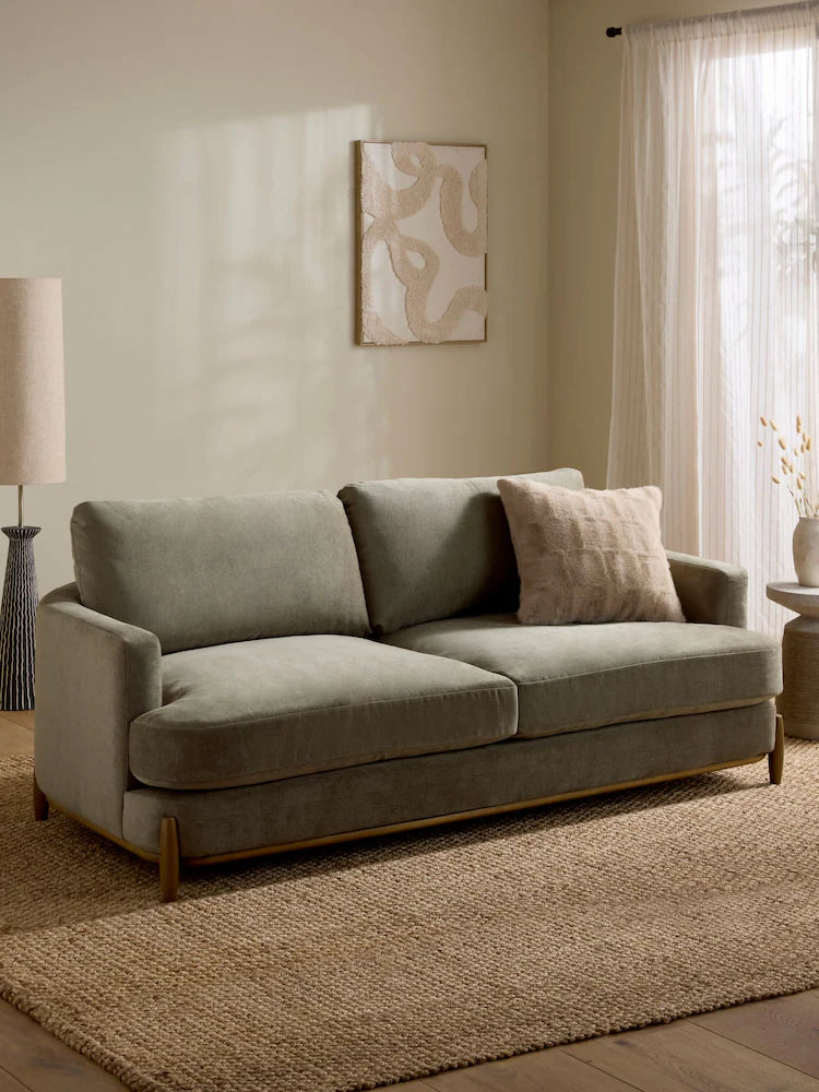 Fine Chenille Sage Green Ellison 3 Seater Sofa