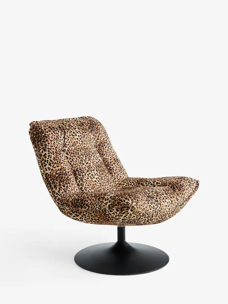 Rockett St George Velvet Leopard Love Lounge Lover Swivel Accent Chair