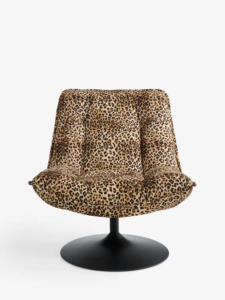 Rockett St George Velvet Leopard Love Lounge Lover Swivel Accent Chair