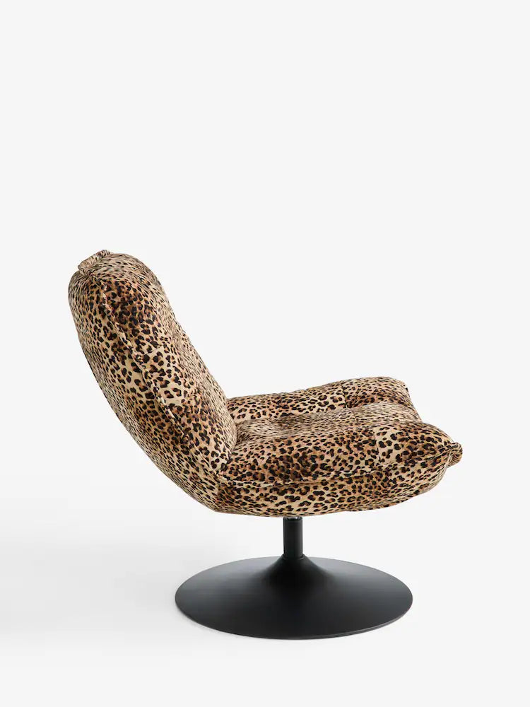 Rockett St George Velvet Leopard Love Lounge Lover Swivel Accent Chair