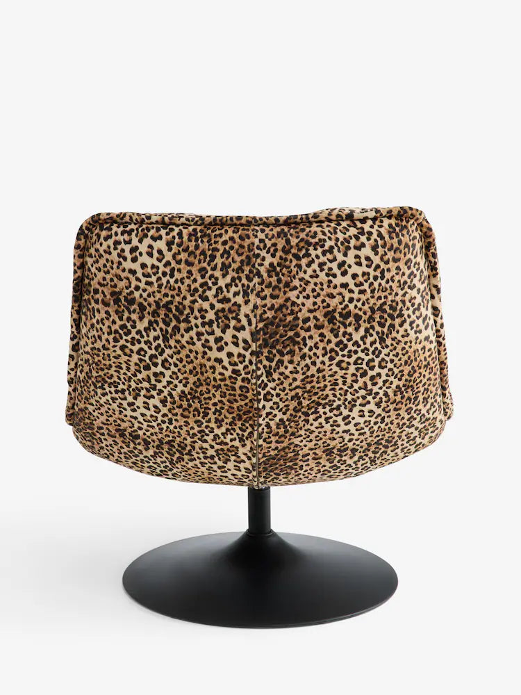 Rockett St George Velvet Leopard Love Lounge Lover Swivel Accent Chair