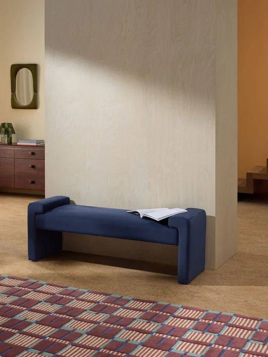 Dark Midnight Blue Velvet Brixton Bench