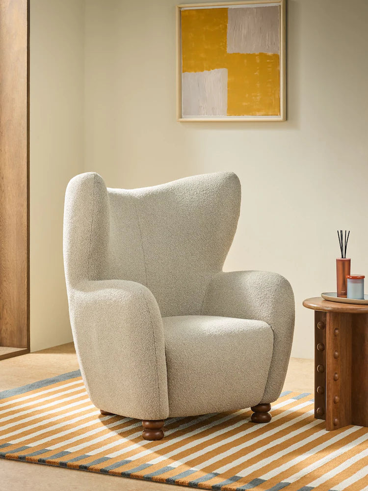 Off White Pax Boucle Yannick Accent Chair