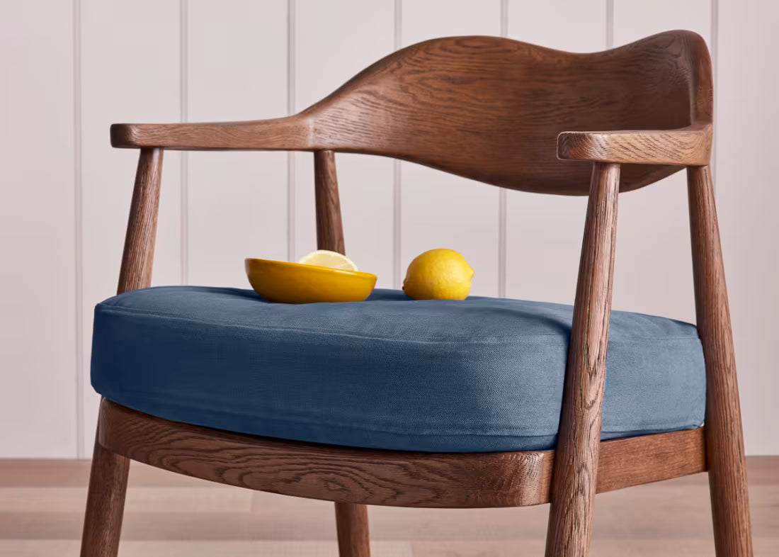 Dweller Kitchen Chair in Natural Cotton Linen Dark Oak