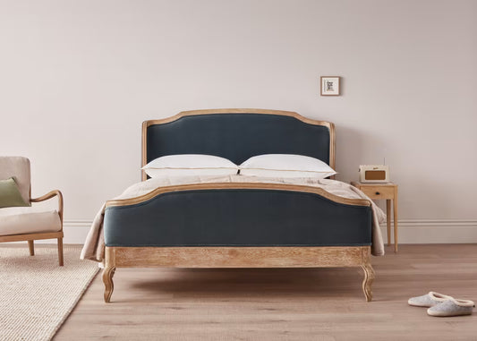 Joelle Bed upholstered and Oak