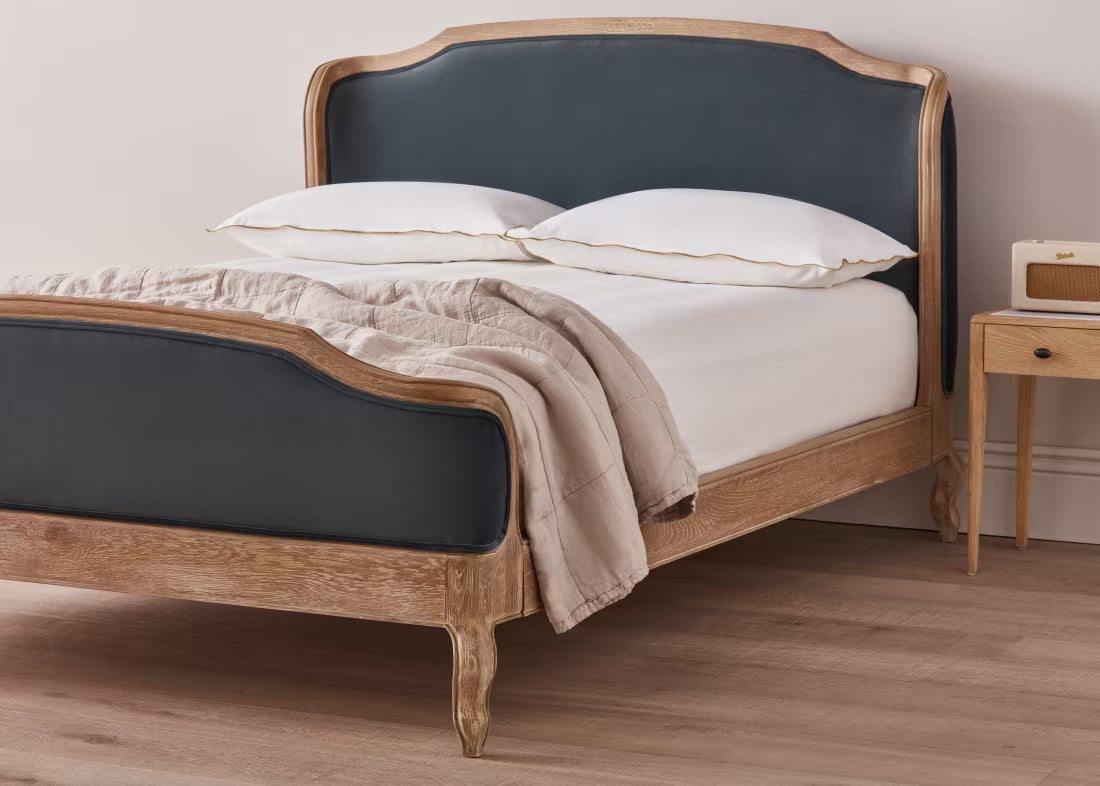 Joelle Bed upholstered and Oak