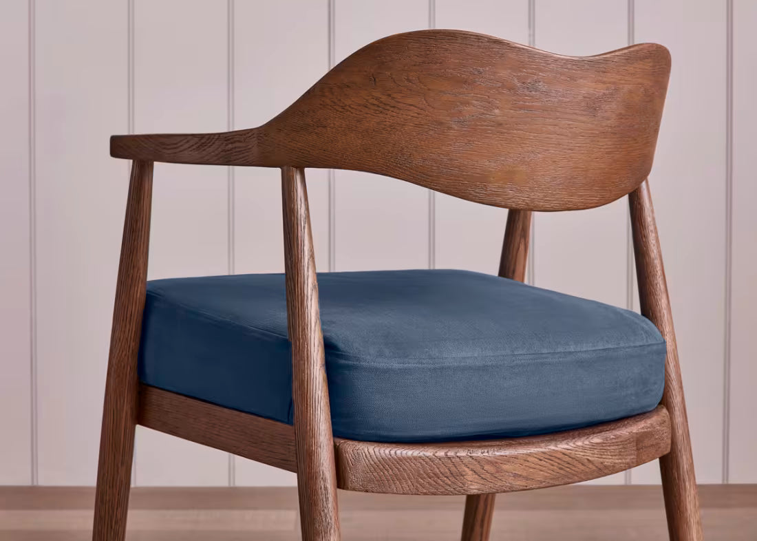 Dweller Kitchen Chair in Natural Cotton Linen Dark Oak