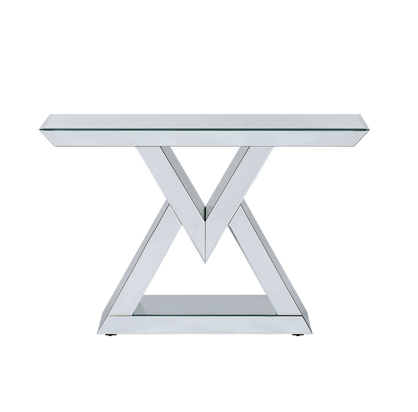 Valentina Mirrored Console Hallway Table Inverted V Shape Stand ...
