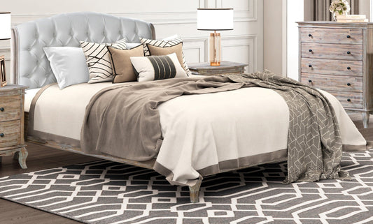 Salcombe Bed Acacia Wood Brushed Weathered Finish